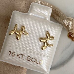 10k Solid Gold Ballon dog Earrings / Sweat & Water Resistant Earrings